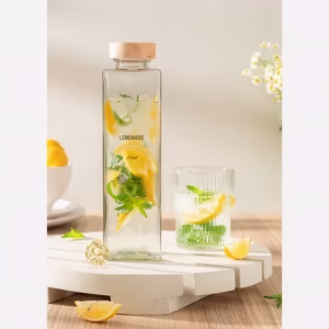 بطری شیشه ای درب چوبی