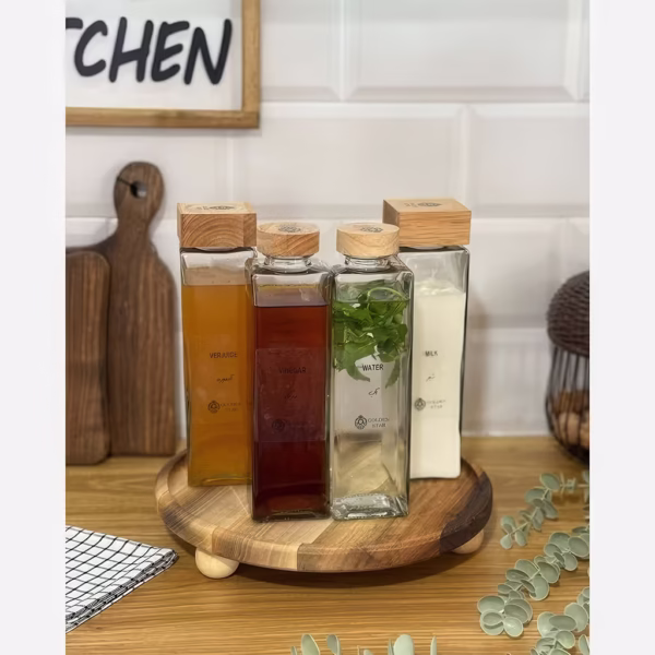 بطری شیشه ای درب چوبی